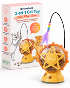 SuperLand 2-in-1 Cat Toy – Food Dispenser & Teaser with packaging